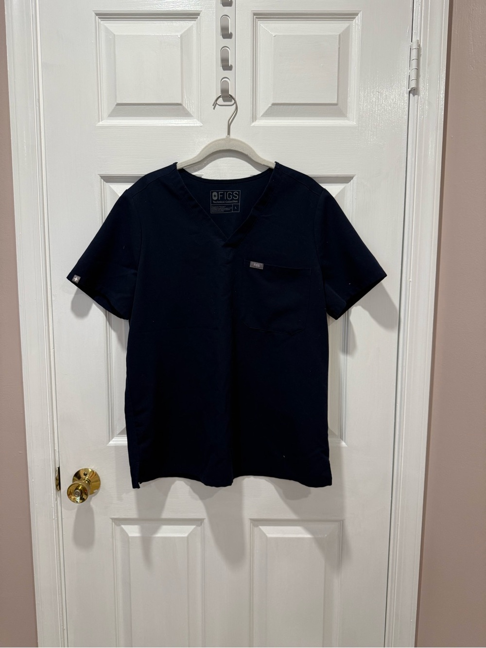FIGS Women's Navy Short Sleeve V-Neck Scrub Top